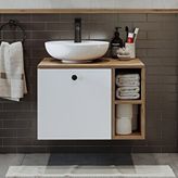 Roomart Ayaksız Lavabolu Mdflam 65 Cm Çekmeceli Banyo Dolabı Atlantik Çam - Beyaz