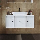 Roomart Ayaksız Oval Lavabolu Mdf 105 Cm Çekmeceli Banyo Dolabı Beyaz