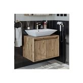 ROOMART Banos Banyo Ayaksız 2 Kapaklı Lavabolu Mat Ahşap Mdf 65 Cm Banyo Dolabı