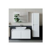 Roomart Banos Banyo Lavabolu Mat Beyaz Mdf 100Cm Banyo Dolabi+Aynali Banyo Ust Dolap+Banyo Boy Dolap