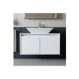 Roomart Banos Banyo Ld7 Ayaksiz 2 Kapakli Lavabolu Mat Beyaz Mdf 85 Cm Banyo Dolabi