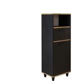 Roomart Çamaşır Sepetli Banyo Dolabı, Çok Amaçlı Çekmeceli Dolap 45 Cm Atlantik Çam Antrasit