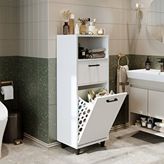 Roomart Çamaşır Sepetli Banyo Dolabı, Çok Amaçlı Çekmeceli Dolap 45 Cm Beyaz