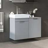 Roomart Dubai Kapaklı Ve Sepetli 92.2 Cm Mdflam Banyo Dolabı, Lavabolu Banyo Alt Dolabı Kül Gri