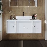 Roomart Gusto Ayaksız Oval Lavabolu Mdf 120 Cm Çekmeceli Banyo Dolabı Beyaz