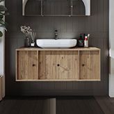 Roomart Gusto Ayaksız Oval Lavabolu Mdf 120 Cm Çekmeceli Banyo Dolabı Çam