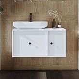 ROOMART Gusto Ayaksız Oval Lavabolu Mdf 90 Cm Çekmeceli Banyo Dolabı