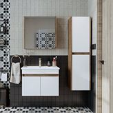 Roomart '' Lavabolu '' Atlantik-beyaz Mat Mdf 65 Cm Banyo Alt Dolap + Aynalı Üst Dolap + Boy Dolap Çok Renkli