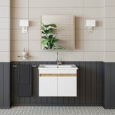 Roomart '' Lavabolu '' Atlantik-beyaz Mat Mdf 65 Cm Banyo Dolabı Atlantik Çam - Beyaz