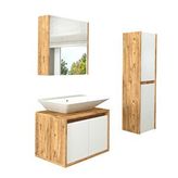 Roomart Lavabolu Boy Dolaplı 65 cm Ahşap Mat Beyaz Banyo Dolap Takımı