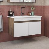 Roomart '' Lavabolu '' Mat Mdf 80 cm Banyo Alt Dolabı - Atlantik Çam - Beyaz