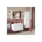 ROOMART '' Lavabolu '' Mat Mdf 80 Cm Banyo Alt Dolabı + Aynalı Üst Dolabı + Banyo Boy Dolabı , Banyo Dolabı Seti