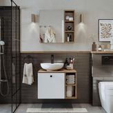 Roomart Lavabolu Mdf 65 cm Lotus Çekmeceli Banyo Dolabı + Aynalı Üst Dolabı - Atlantik Çam - Beyaz
