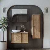 Roomart Lavabolu Mdf 75 cm Çekmeceli Gusto Banyo Dolabı + Aynalı Üst Dolabı + Boy Dolabı - Atlantik Çam