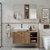 Roomart Lavabolu Mdf 95 Cm Lotus Çekmeceli Banyo Dolabı + Aynalı Üst Dolabı Atlantik Çam