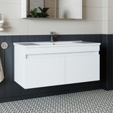 Roomart LD3 Ayaksız 2 Kapaklı Lavabolu Beyaz 100 cm Mdf Banyo Dolabı