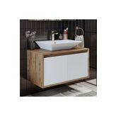 ROOMART Ld7 Ayaksız 2 Kapaklı Lavabolu Ahşap-mat Beyaz Mdf 85 Cm Banyo Dolabı