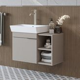 Roomart Likya Ayaksız Tek Kapaklı Açık Raflı Lavabolu 72 cm Banyo Dolabı Alt, Lavabolu Alt Banyo Dolabı - Kum Taşı