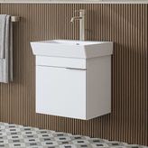 Roomart Likya Ayaksız Tek Kapaklı Lavabolu 49 Cm Banyo Dolabı Alt, Mini Lavabolu Alt Banyo Dolabı Beyaz