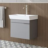 Roomart Likya Tek Kapaklı Lavabolu 59 Cm Banyo Dolabı Alt, Lavabolu Banyo Alt Dolabı Kül Gri
