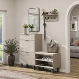 Roomart Nord Vestiyer Takımı Askılıklı, Ayakkabılık Dolabı, Bench, Modüler, Dikdörtgen Oval Aynalı Portmanto Takımı - Kumtaşı