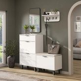 Roomart Nord Vestiyer Takımı Kapaklı Askılıklı Ayakkabılık Dolabı, Bench, Modüler, Aynalı Portmanto Takımı - Beyaz