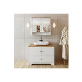 Roomart Oval Lavabolu Mat Beyaz Mdf 100 Cm Cekmeceli Banyo Dolabi + Aynali Ust Dolabi