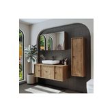 ROOMART Oval Lavabolu Mat Mdf 120 Cm Çekmeceli Banyo Dolabı + Aynalı Üst Dolabı + Boy Dolabı