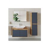 Roomart Roomarttm7.3 Lavabolu Ahsap-Antrasit Mdf 85 Cm Banyo Dolabi+ Aynali Banyo Ust Dolabi+Boy Dolabi