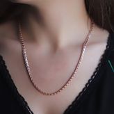 Rose Gold Kaplama 925 Ayar Gümüş Köstek Zincir