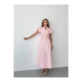 Roserella Tekstil ROZA Midi Elbise - Pembe