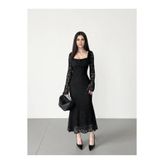 Roserella Tekstil TANA Midi Elbise - Siyah