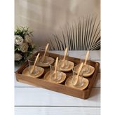 Rossev Bambu Silva Tepsili Çay Seti 19 Parça - Çay Tabak - Ahşap