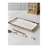 ROSSEV Dikdörtgen Sunum Tabağı Sofya Stoneware Gold Kenarlı – 21 x 37 cm