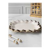 ROSSEV Kare Sunum Tabağı Sofya Stoneware Gold Kenarlı – 32 x 32 cm
