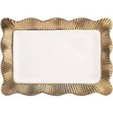 Rossev Servis Tabağı Lace Dikdörtgen Gold 36cm