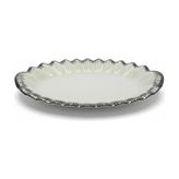 Roy King Sofia Silver Oval Sunum Tabak 38cmx24cm - Beyaz