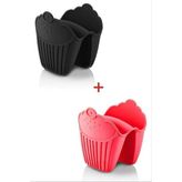 Royal Gross 2 Adet Silikon Fırın Eldiveni Isı Yalıtımlı Kaymaz Mikrodalga Tencere Tepsi Tutacağı Kırmızı+Siyah - Standart - Çok Renkli