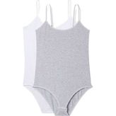 Royaleks 2 Adet Beyaz ve Gri İp Askılı Kadın Çıtçıtlı Body