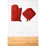 Rozet Tekstil Yanmaz ve Isıya Dayanıklı Fırın Eldiveni ve Tutacak (2 Eldiven, 2 Tutacak) Kır - Renkli - 100 x 100 cm