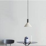 Rsylight 30 cm Retro Metal Dekoratif Beyaz İçi Beyaz Siyah Duylu Tekli Beyaz Sarkıt Avize