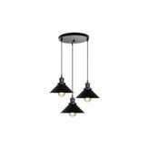 Rsylight Retro Metal Siyah Üçlü Sarkıt Avize Çap:30Cm