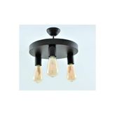 Rsylight Retro Rustik Siyah Üçlü Plofonyer Tavan Avize E27 30 Cm