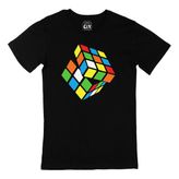Rubik Küp Tasarımlı Siyah Tişört