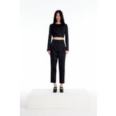 rue. Crop Siyah Saten Bluz