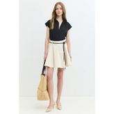 Ruffle Flare Fit Volanlı Piliseli Krem Etek