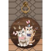 Rugmood Modern Kapı Süsü Ahşap Hi Kedi Dış Mekan Kapı Süsü