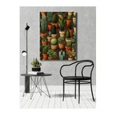 rugs modern Kanvas Tablo Kahverengi Yeşil Tema Saksı Bitkileri Desen, 50 x 70