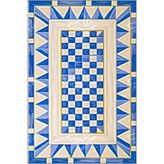 rugs modern Mavi Krem Geometrik Kareli Temalı Dokuma Taban ve Yıkanabilir Halı MYTH8, 100 x 300