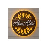 Runc Design Kişiye Özel Ahşap Kapı Süsü | LED Işıklı Aile İsimliği | Modern Kapı Dekoru